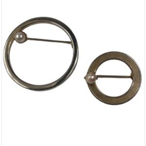 Vintage Metallic Brooches Lot Of Three (3) Metal